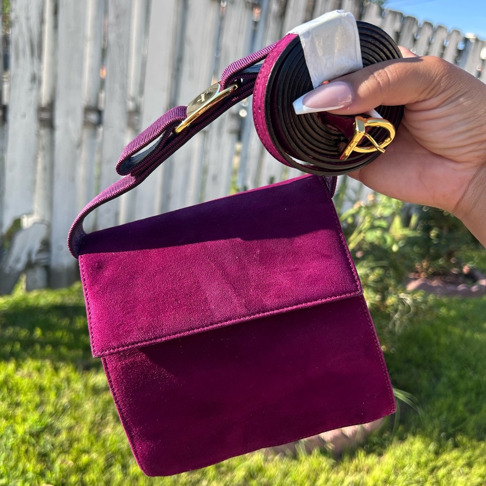 SALVATORE FERRAGAMO Purple Velvet Handbag/Crossbody